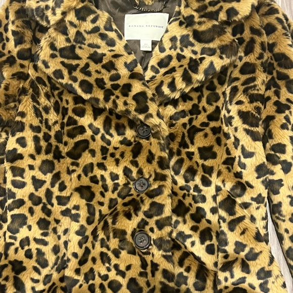 Banana Republic Leopard/Cheetah Mob Wife faux fur coat/ jacket Small - Picture 2 of 3